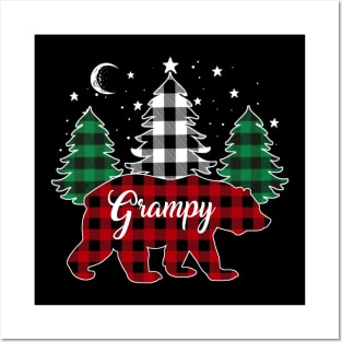 Grampy Bear Buffalo Red Plaid Matching Family Christmas Posters and Art